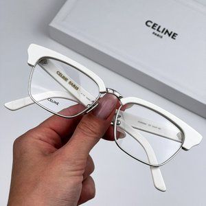 Celine CL50026U 017 Eyeglasses Matte Palladium White Geometric Women CL 50026U